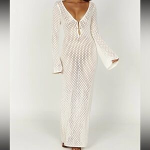 Meshki Cream Crochet Dress